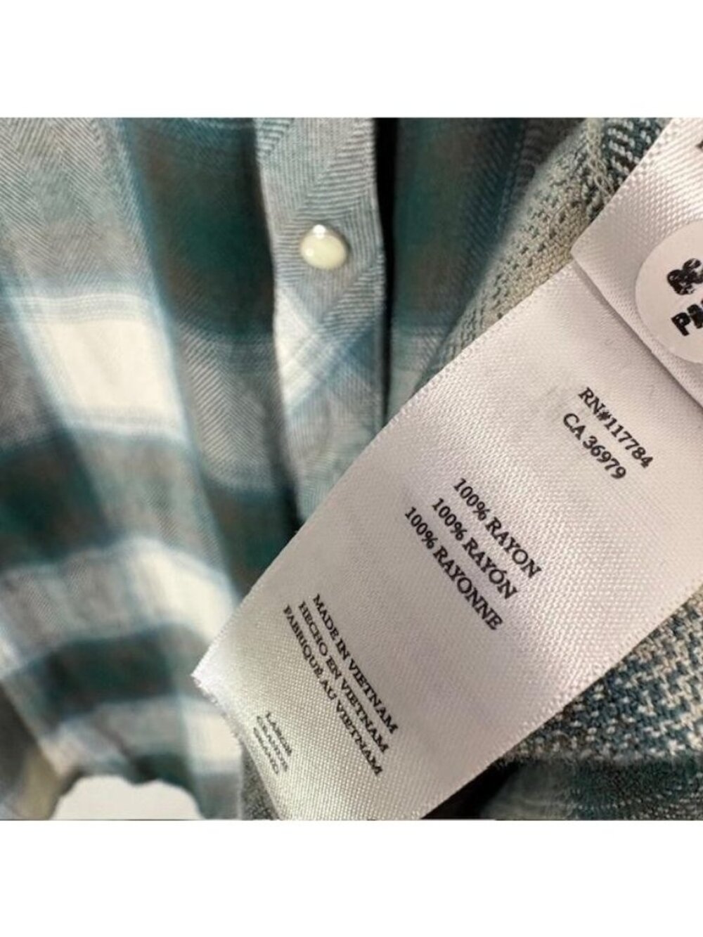Rails Hunter Shirt Womens Large Green White Plaid Soft Rayon Button Up Top - Picture 7 of 10
